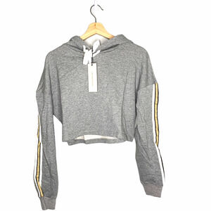 Crop Top Gray Hoodie Sweatshirt NEW M
